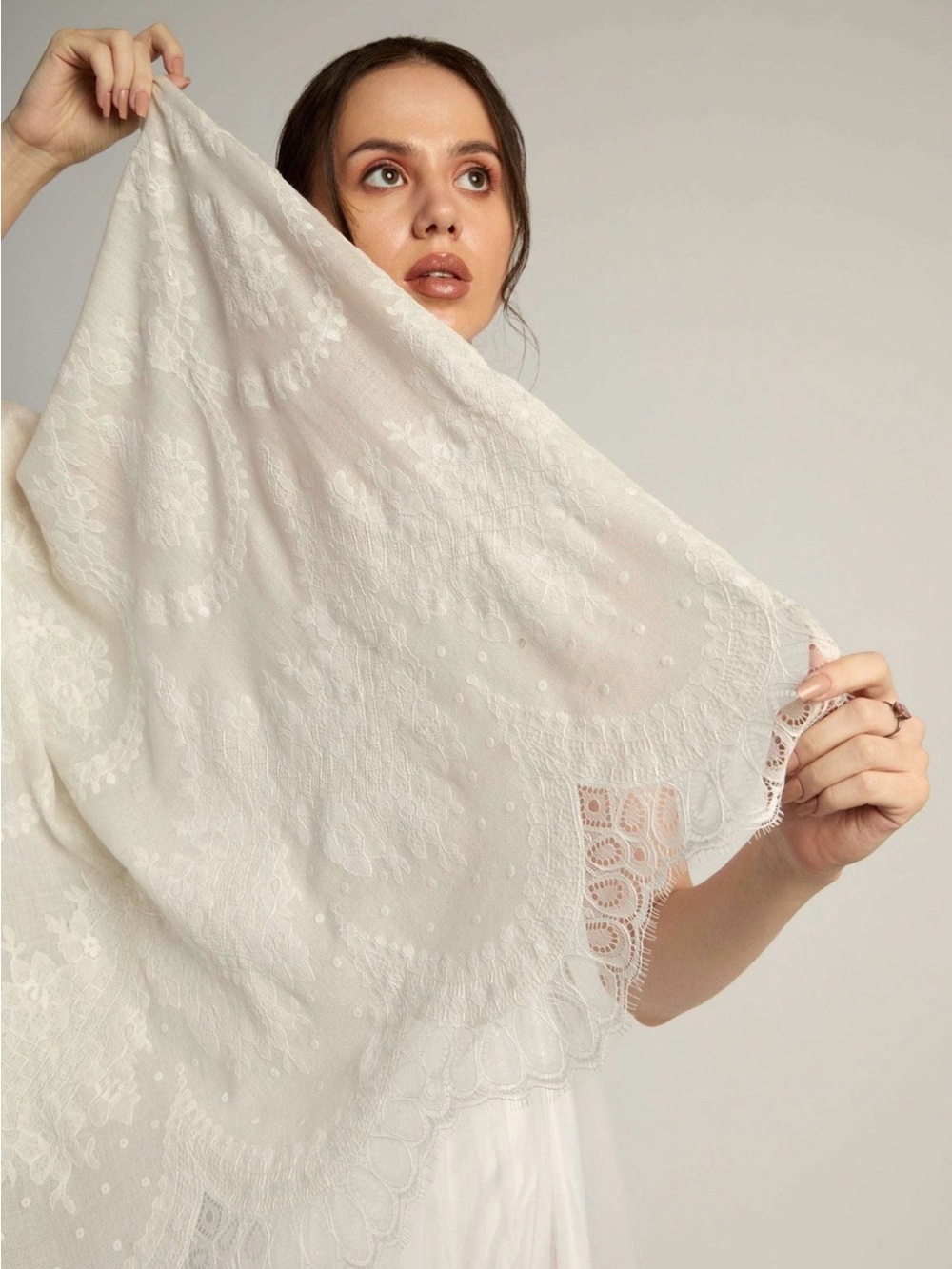 Elegant White Lace Scarf - Lightweight Women's Accessory